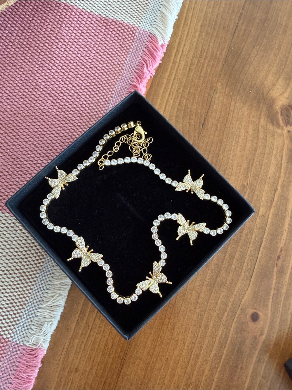 Gold Butterfly Crystal Choker Necklace - Women Jewelry